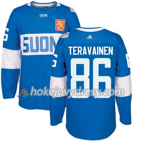 Pánské Hokejový Dres Finsko Teuvo Teravainen 86 Světový pohár v ledním hokeji 2016 Modrá Premier